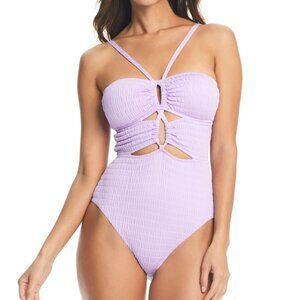 Bar III Pucker Up Keyhole Cutout One-Piece Swimsuit – Lilac